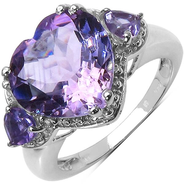 Malaika Sterling Silver Purple Amethyst Heart Ring | Overstock.com ...