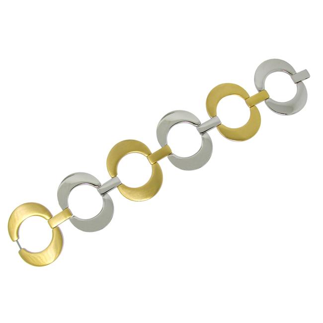 Stainless Steel Chunky Two tone Circle Bracelet