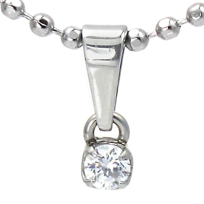 Stainless Steel Cubic Zirconia Solitaire Necklace  