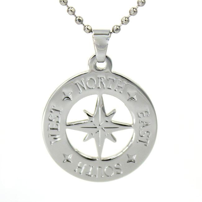 Stainless Steel Compass Necklace  