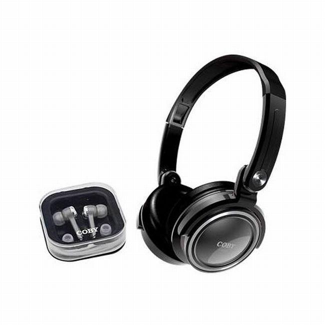 Coby Black 2 in 1 Combo Deep Bass Headphones and Earphones