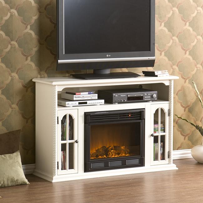 Peyton White Media Console Electric Fireplace - Free Shipping Today ...