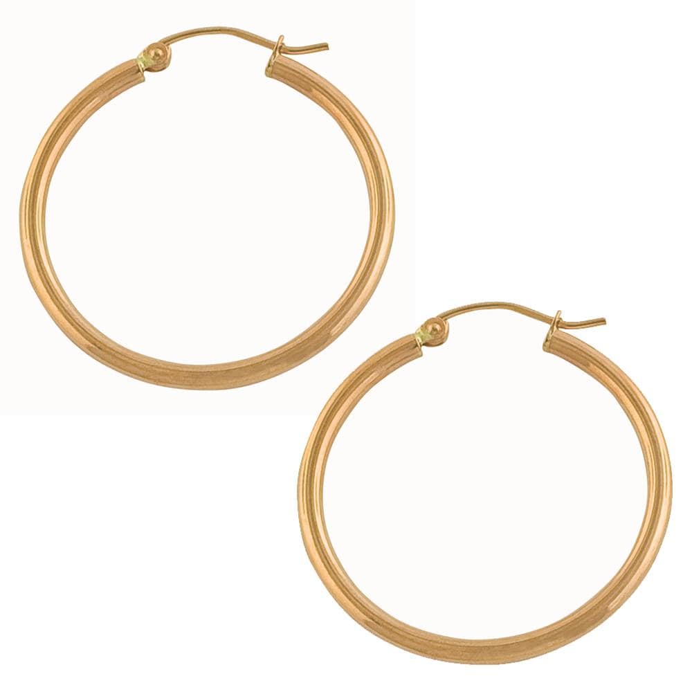 14k Rose Gold Polished Tube Hoop Earrings