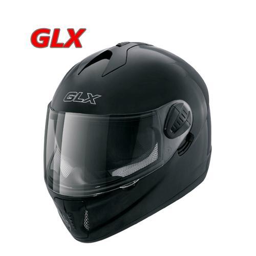 GLX Adult Full Face Glossy Black Motorcycle Helmet