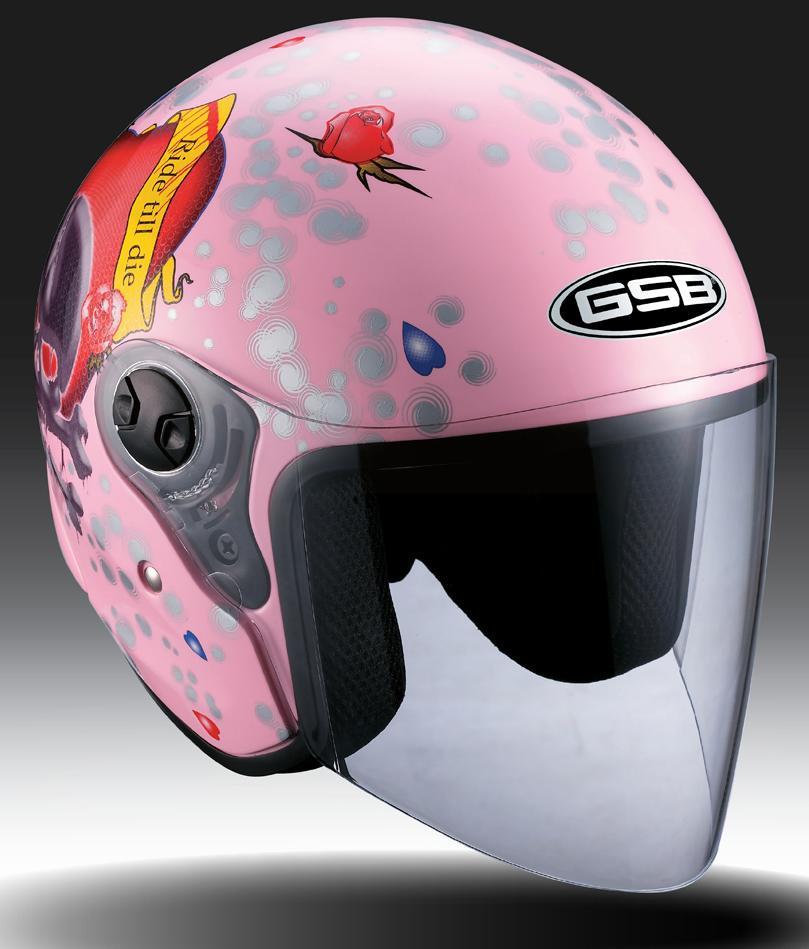GSB Women's Pink Half Open Face Love Motorcycle Helmet - Free Shipping