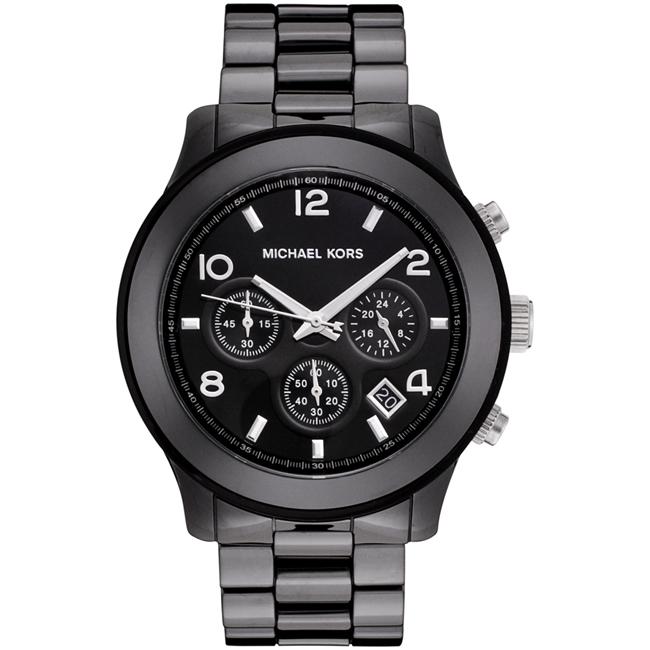 Michael Kors Men's Black Dial Black Ceramic Chronograph Watch ...