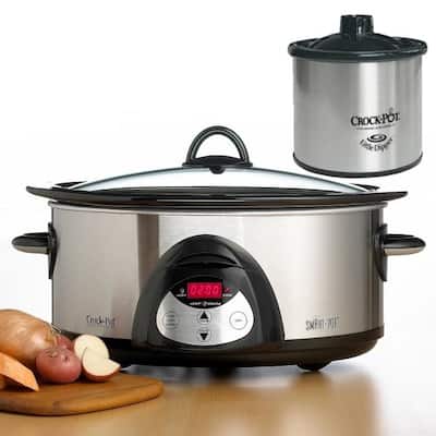 Rival SCVC609C-SS 6-quart Oval Programmable Slow Cooker with Little Dipper and Cookbook