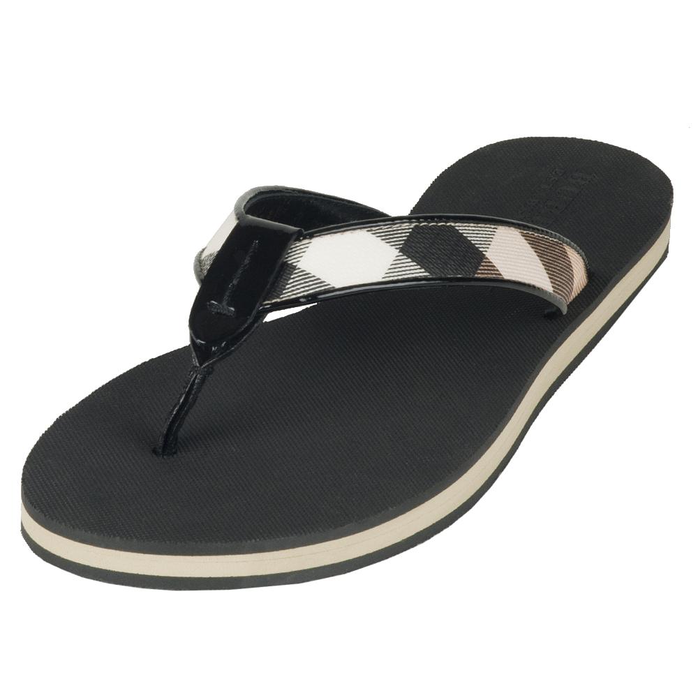 Burberry Women's Black Check Flip Flops - Free Shipping Today ...