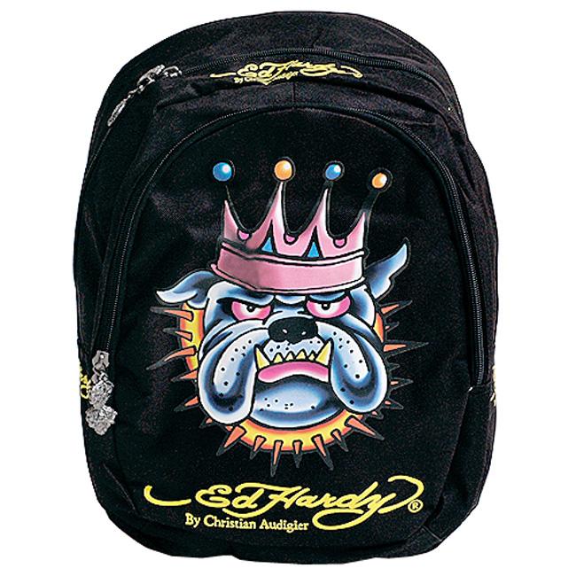 Ed Hardy Boys Buldog Graphic Print Backpack  