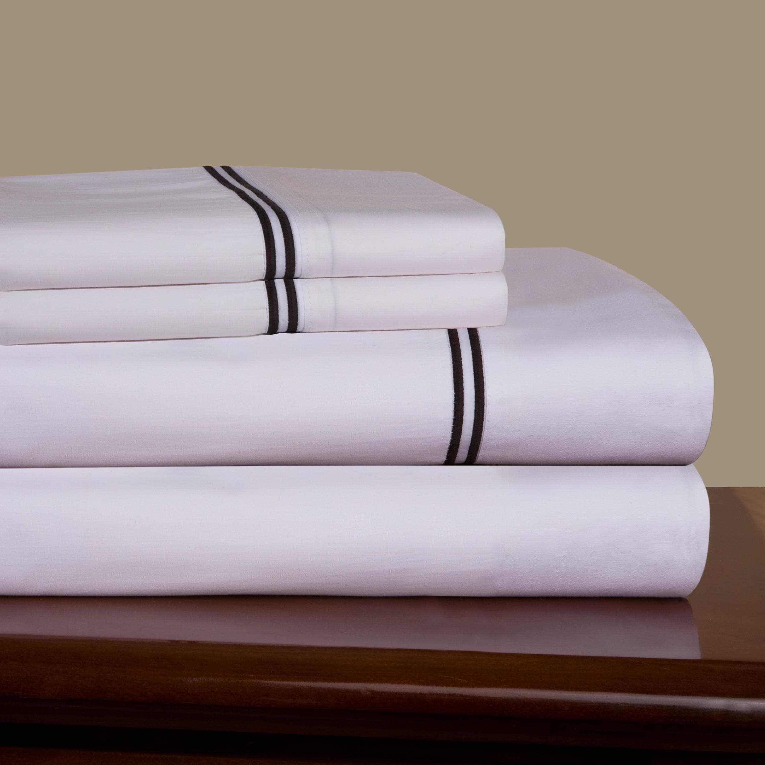 Embroidered Percale 300 Thread Count Combed Cotton Sheet Set - Free ...