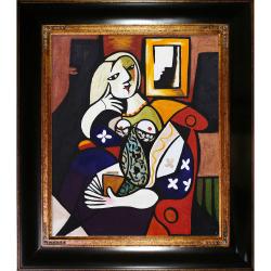 Pablo Picasso 'Woman with a Book' Hand-painted Framed Art Print