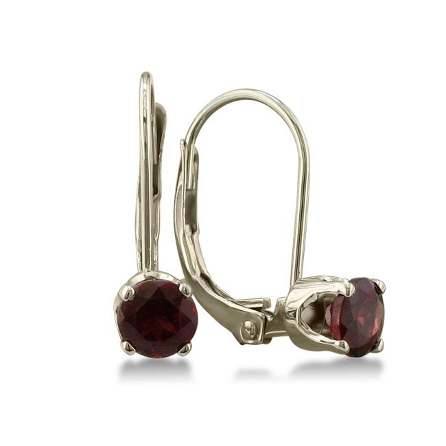 14k White Gold Garnet Leverback Earrings On Free 14k White Gold Garnet Leverback Earrings