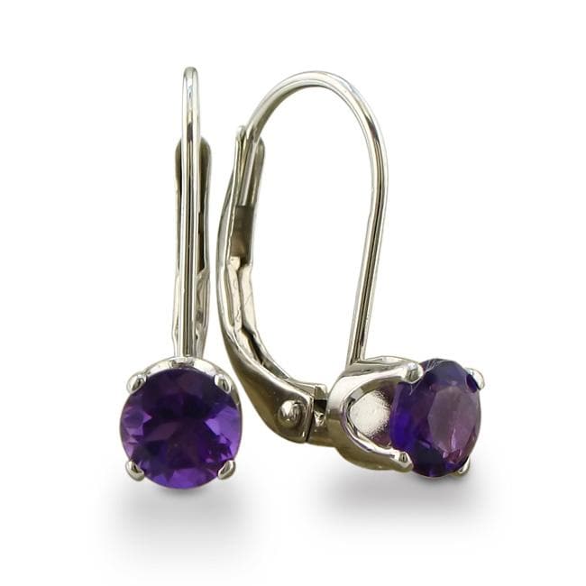 14k White Gold Amethyst Leverback Earrings  ™ Shopping