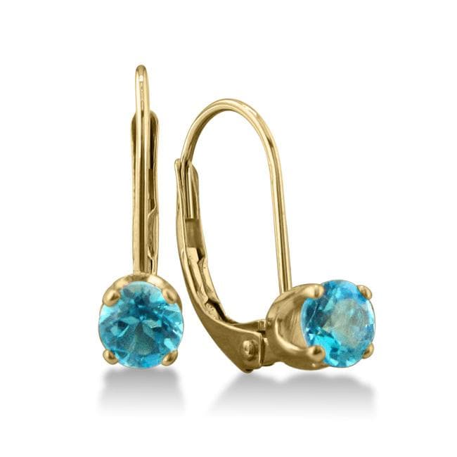 14k Yellow Gold Blue Topaz Leverback Earrings   Shopping