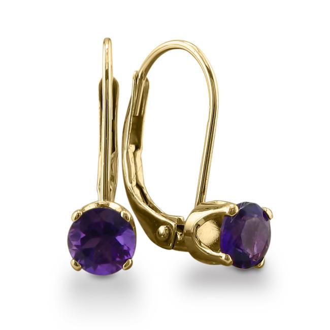 14k Yellow Gold Amethyst Leverback Earrings On Free 14k Yellow Gold Amethyst Leverback Earrings