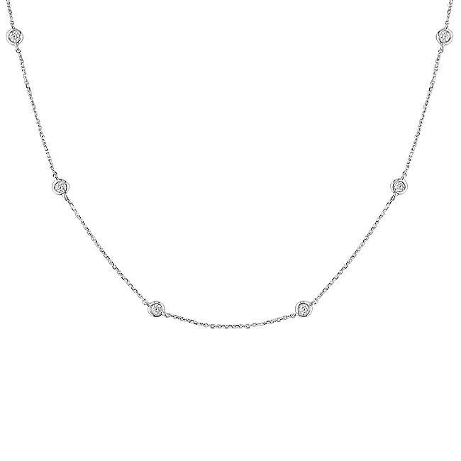 Miadora 14k White Gold 1/2ct TDW Diamond Station Necklace