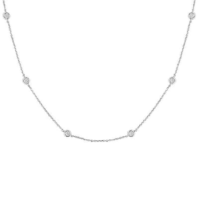 Miadora 14k White Gold 1/2ct TDW Diamond Station Necklace