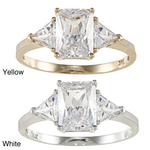 14k Yellow or White Solid Gold 2ct TGW Radiant and Triangles-cut Cubic ...