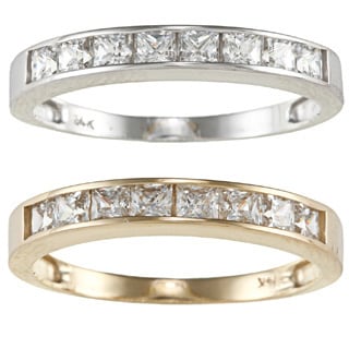 14k yellow or white solid gold 34ct tgw princess cut cubic zirconia channel - White Gold Cubic Zirconia Wedding Rings 14k yellow or white solid gold 34ct tgw princess cut cubic zirconia channel - White Gold Cubic Zirconia Wedding Rings