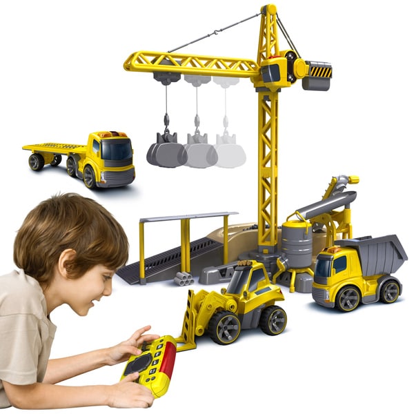 Full Functional Battery Powered Radio Control Construction Site Set Car Toys for Kids Dilwe RC Dump Truck Excavator Crane Crane