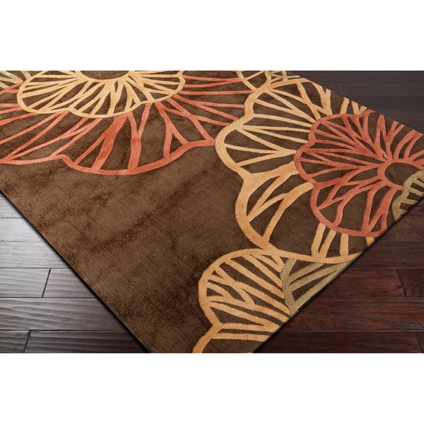 Hand tufted Brown Floral Contemporary Alpheratz Rug (5 x 8)