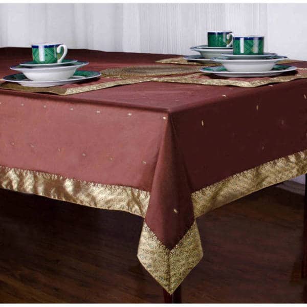 Shop Handmade Brown Sari Table Cloth (India) Free Shipping Today