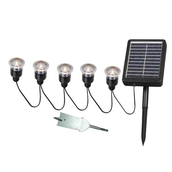 Solar deck lights with remote panel