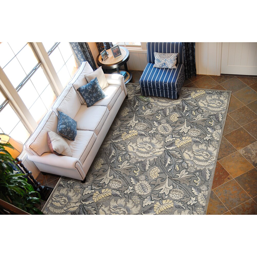 Nourison Graphic Illusions Floral Grey Rug (23 X 39)