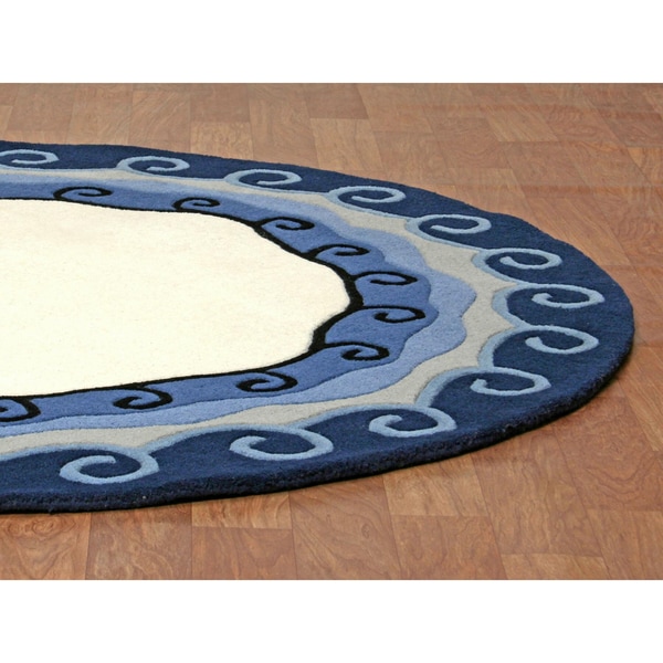 Hand-tufted Malibu Blue Wool Rug (6' Round) - 6' x 6'