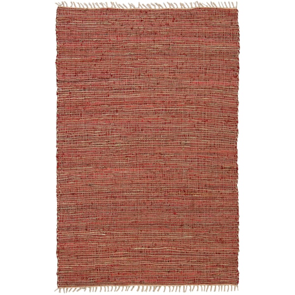 Hand-woven Matador Copper Leather/ Hemp Rug - 5' x 8'