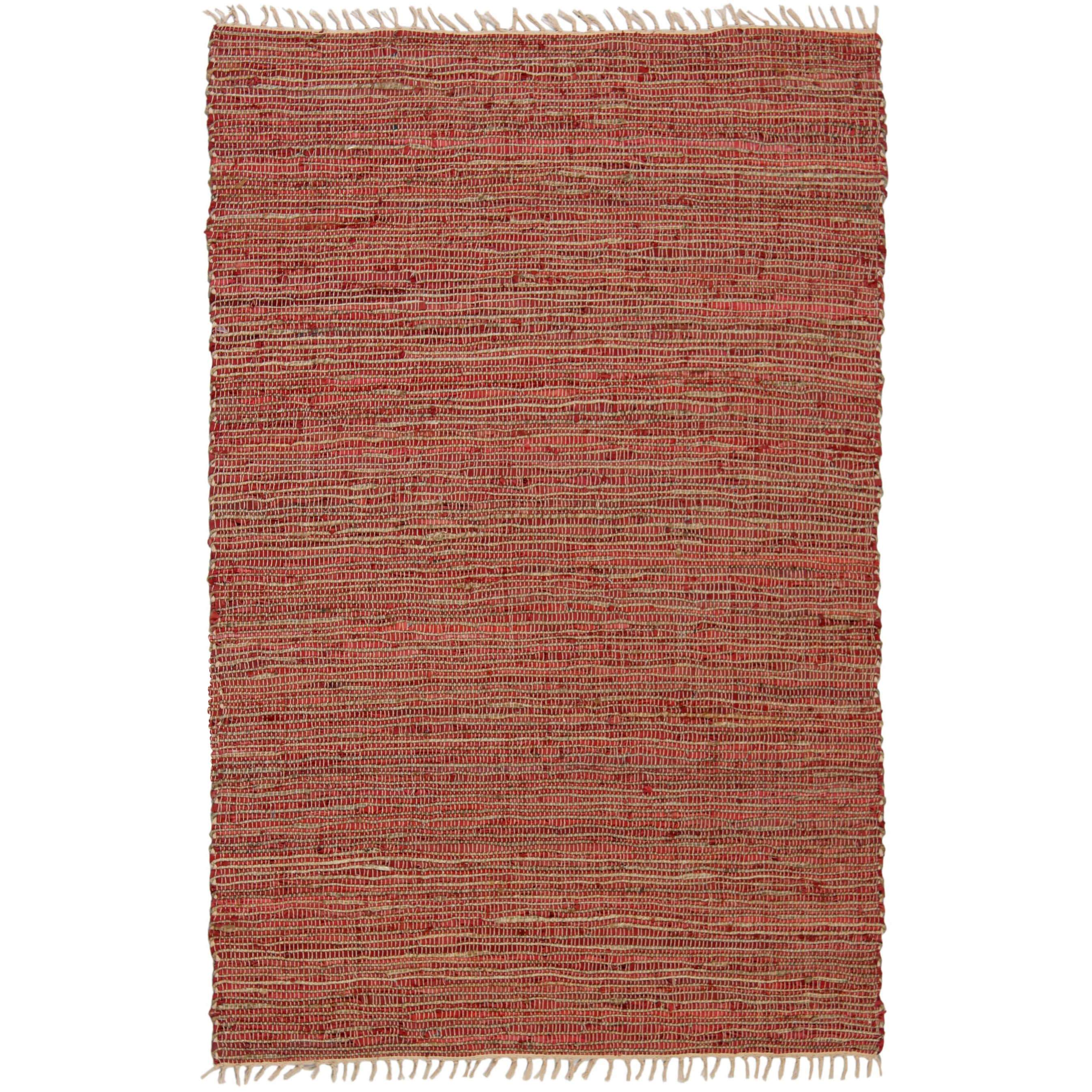Hand woven Matador Copper Leather/ Hemp Rug (8 X 10)