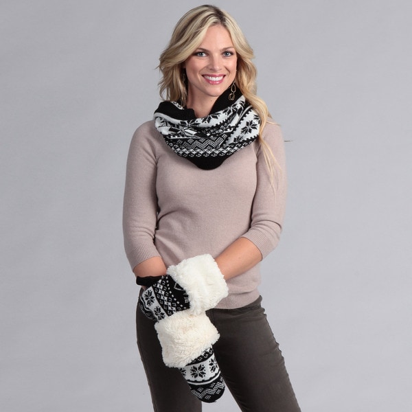Shop Muk Luks Funnel Scarf with Toggle Mittens Set - Free Shipping On ...