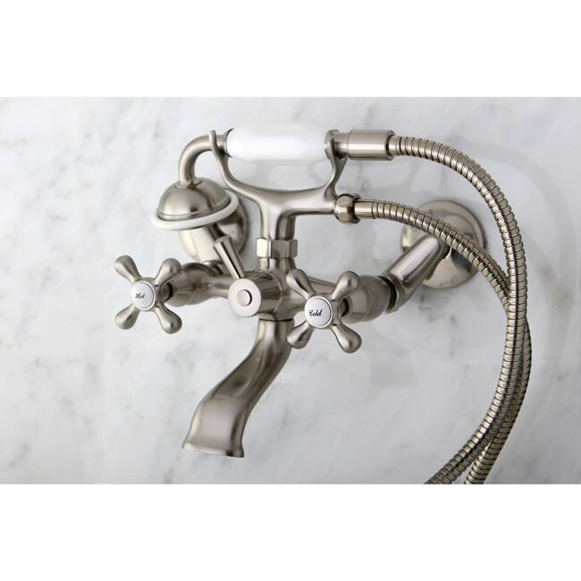 Kingston Brass Victorian Wall-mount Brushed Nickel Clawfoot Bath Tub Faucet - Silver