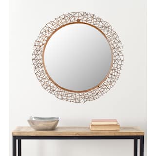 SAFAVIEH Handmade Art Twigs Copper 29-inch Round Decorative Mirror - 29" x 29" x 15"