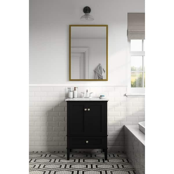 Shop Wyndenhall Windham 24 Inch Contemporary Bath Vanity In Black With White Engineered Quartz Marble Top Overstock 7211192