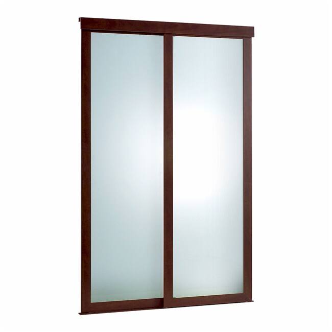 Sliding Frosted Glass Fusion Door with Chocolate Frame