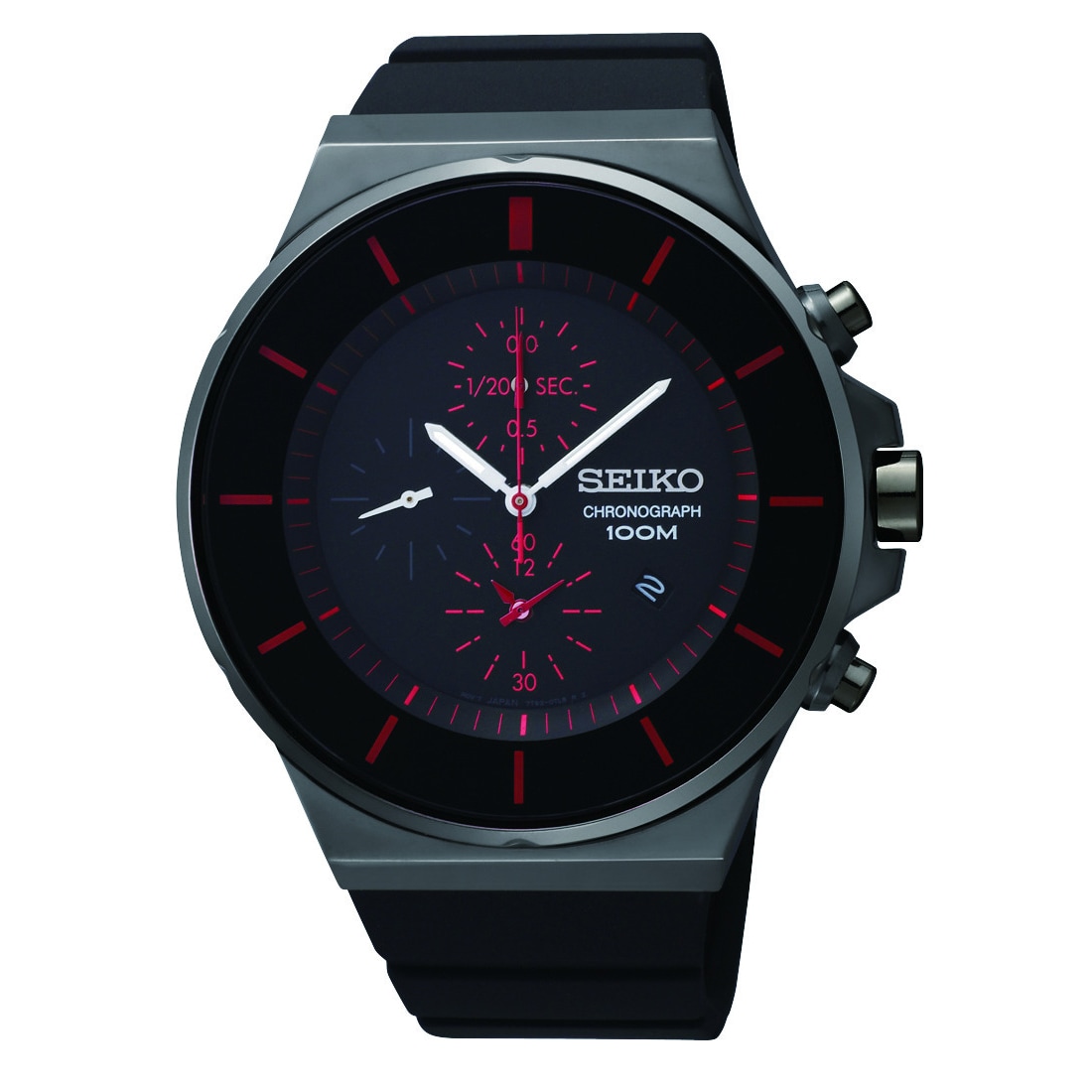 seiko black chronograph watch