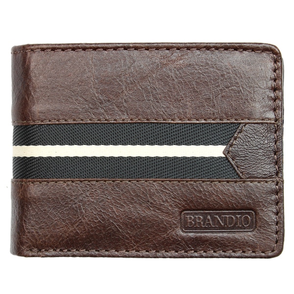 Brandio Fashion Men's Leather Bi-Fold Wallet in Brown Black Design with Fabric Lining