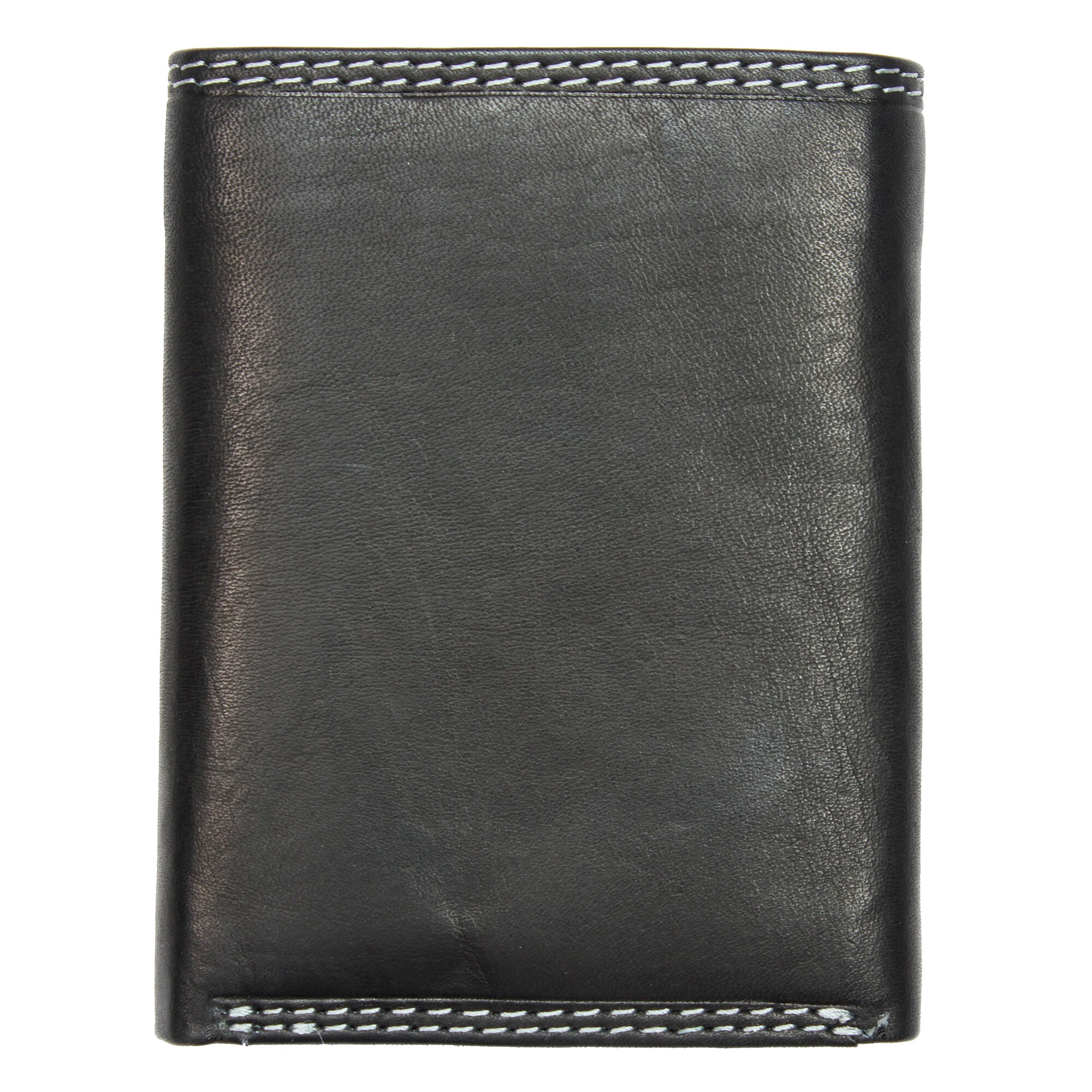 Men/'s Genuine Leather Tri-Fold Wallet BLACK RFID 86