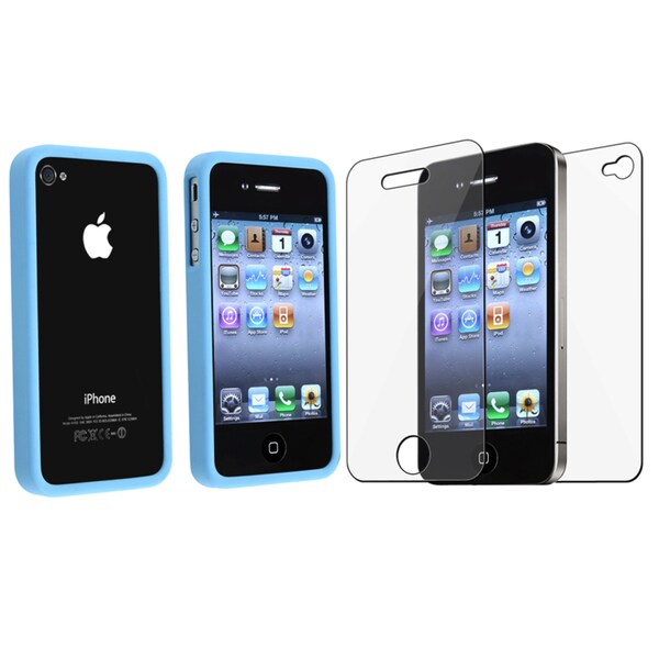 BasAcc Sky Blue TPU Bumper Case/ Screen Protector Apple iPhone 4/ 4S