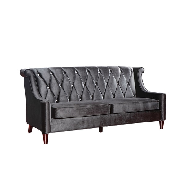 Sof de terciopelo moderno con botones de cristal, negro Sofas & Loveseats