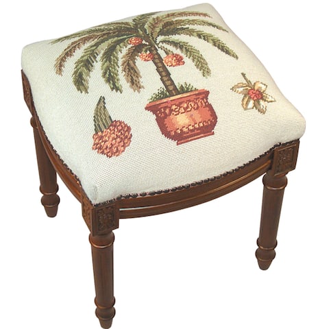 Palm Tree Needlepoint Stool