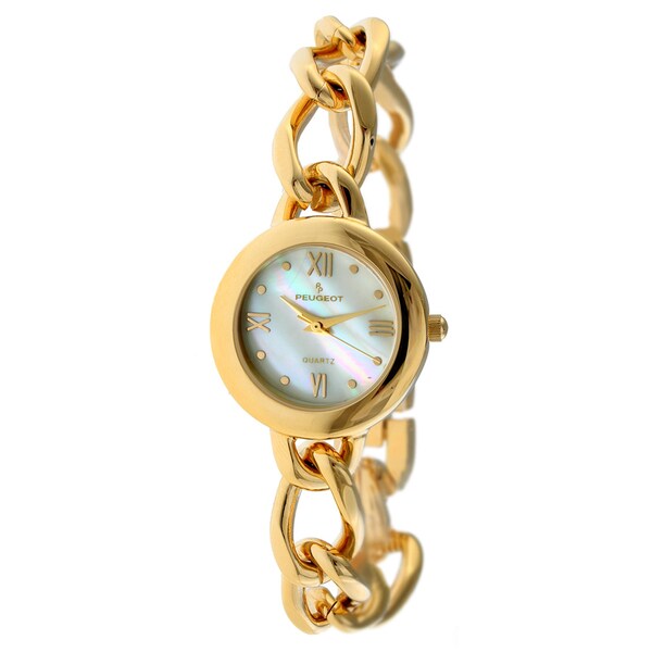 Shop Peugeot Women's '' Mother of Pearl Goldtone Watch - Free Shipping ...