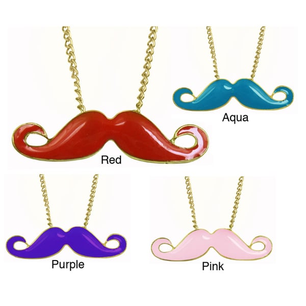 Goldtone Brass Colorful Enamel Mustache Necklace Fashion Necklaces