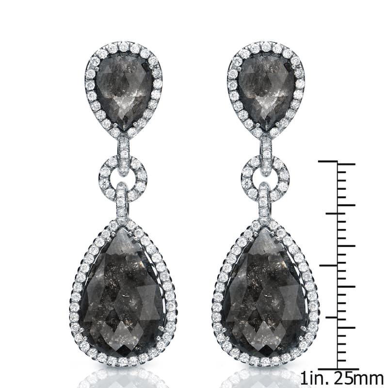 Auriya 14K White Gold 21ct TDW Black Diamond Dangle Earrings (G-VS1)