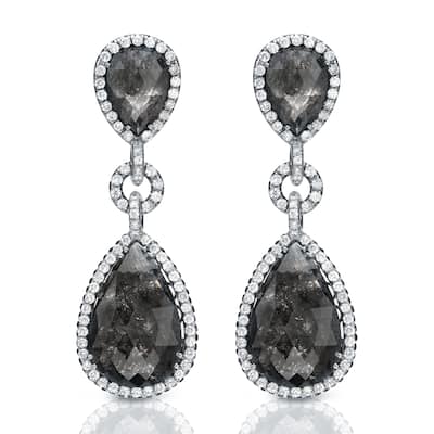 Auriya 14K White Gold 21ct TDW Black Diamond Dangle Earrings (G-VS1)