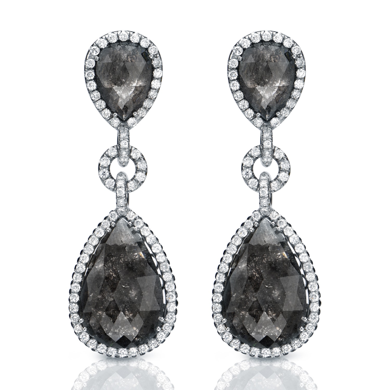 Auriya 14K White Gold 21ct TDW Black Diamond Dangle Earrings (G-VS1)
