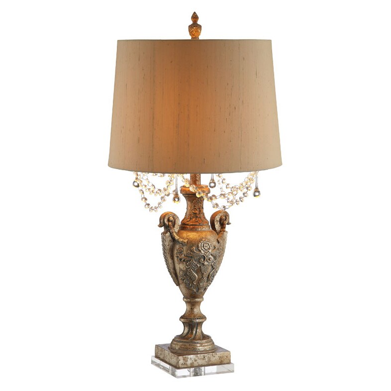 Trophy Lamp with Crystal Beaded Round Shade - Overstock Shopping ...