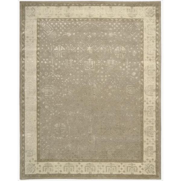 Nourison Hand tufted Symphony Bordered Warm Taupe Rug (76 x 96