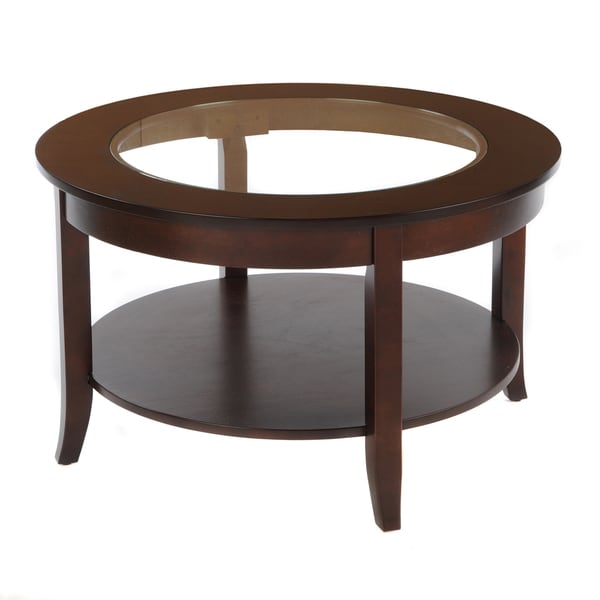 Shop Bianco Collection Espresso 30-inch Round Glass Top ...